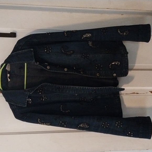 A Xl Flashback Jean jacket sequined Jean jacket Cotton spandex blend - Picture 1 of 4